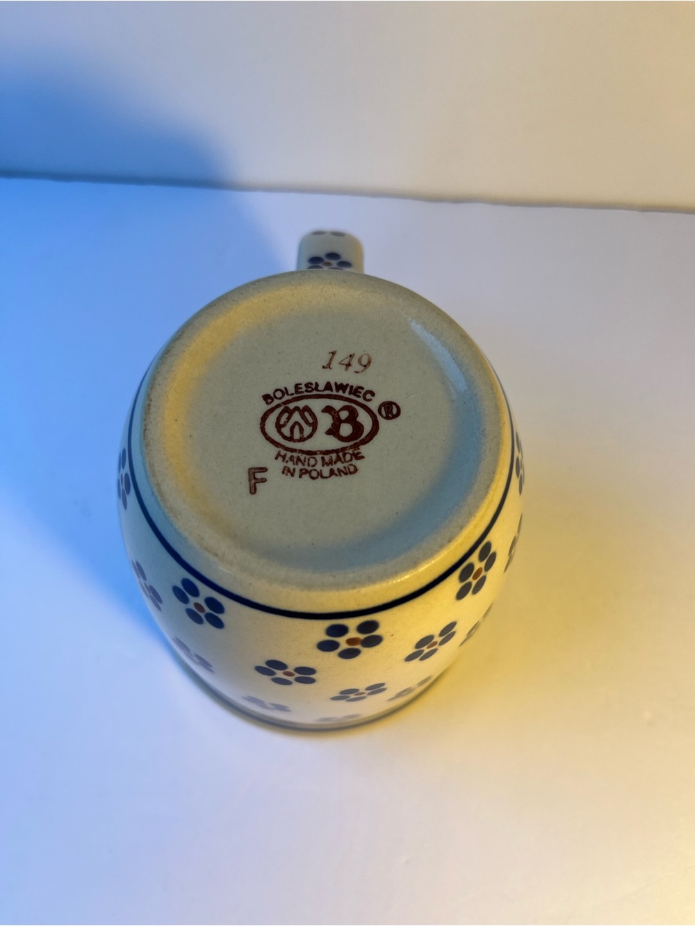 Vintage Polish Boleslawiec Pottery Mug Hand Made In Poland Floral 149 12oz - Picture 4 of 5